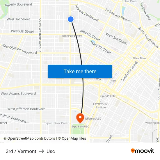 3rd / Vermont to Usc map
