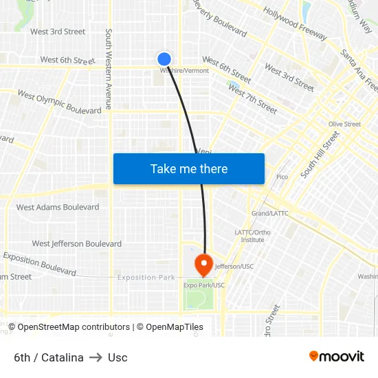 6th / Catalina to Usc map