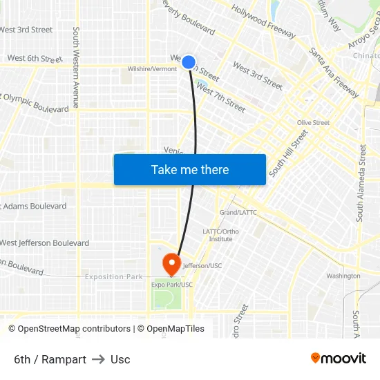 6th / Rampart to Usc map