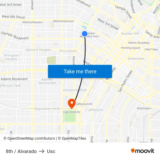 8th / Alvarado to Usc map