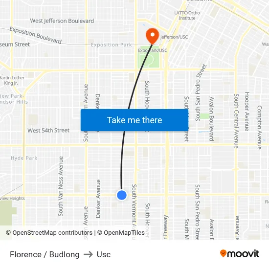 Florence / Budlong to Usc map