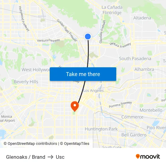 Glenoaks / Brand to Usc map