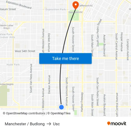 Manchester / Budlong to Usc map