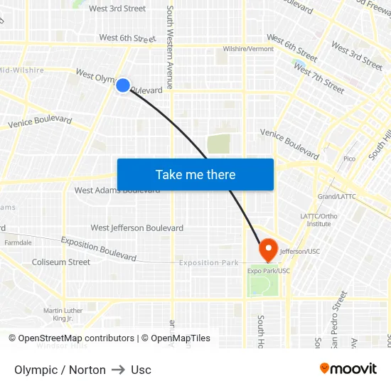 Olympic / Norton to Usc map