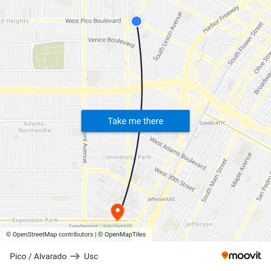 Pico / Alvarado to Usc map