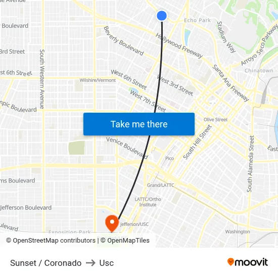 Sunset / Coronado to Usc map
