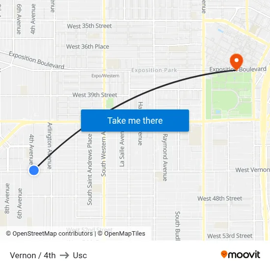 Vernon / 4th to Usc map
