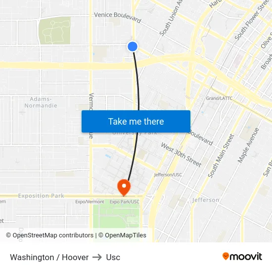 Washington / Hoover to Usc map