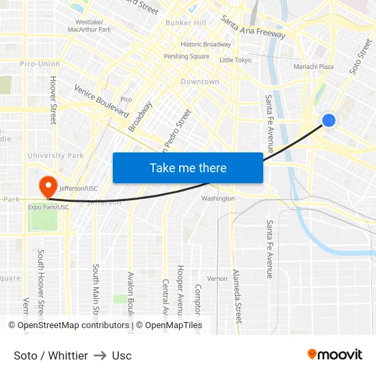 Soto / Whittier to Usc map