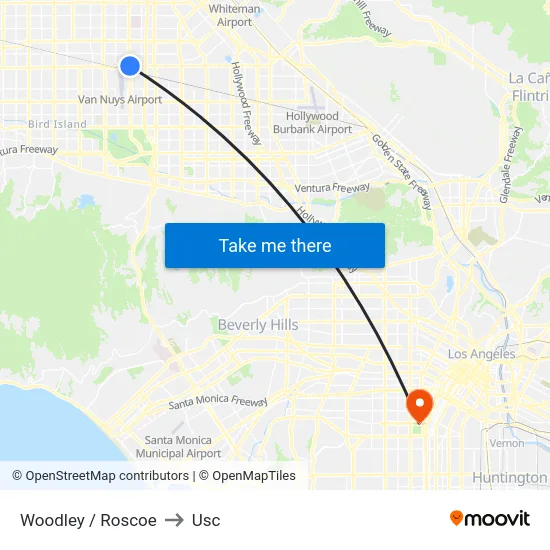 Woodley / Roscoe to Usc map