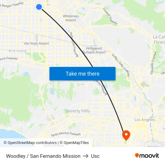 Woodley / San Fernando Mission to Usc map