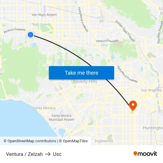 Ventura / Zelzah to Usc map