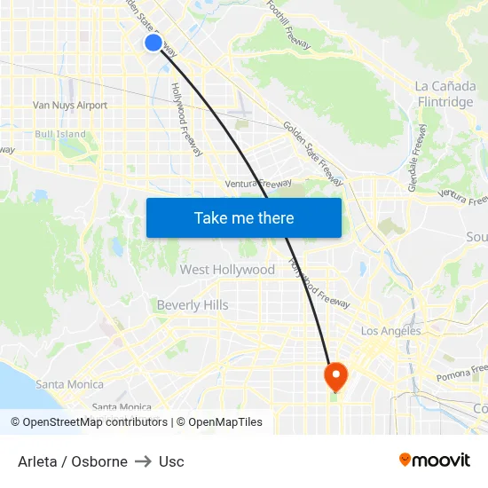Arleta / Osborne to Usc map