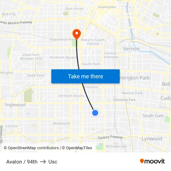 Avalon / 94th to Usc map