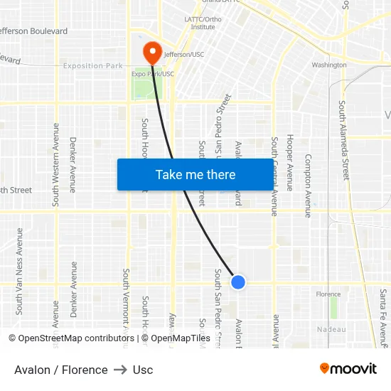 Avalon / Florence to Usc map