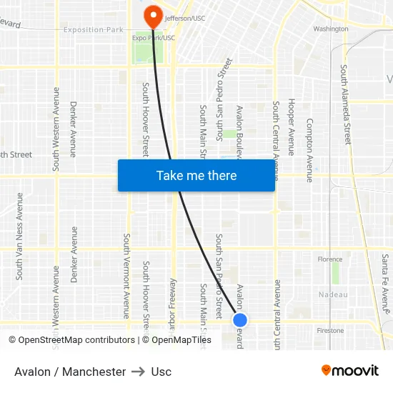 Avalon / Manchester to Usc map