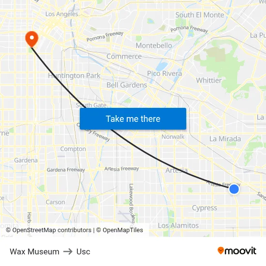 Wax Museum to Usc map