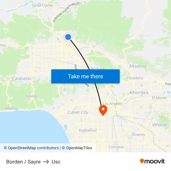 Borden / Sayre to Usc map
