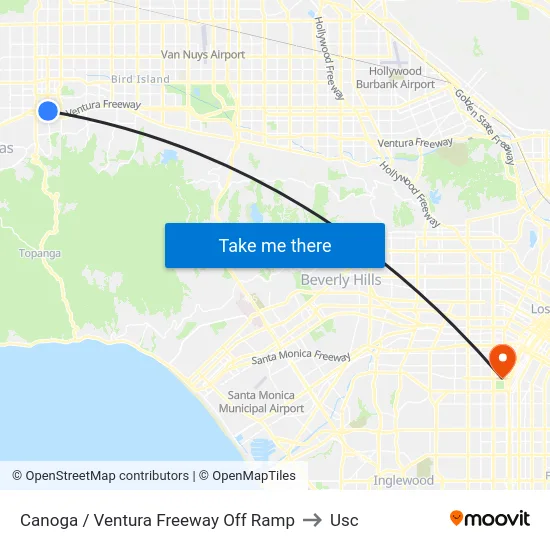 Canoga / Ventura Freeway Off Ramp to Usc map