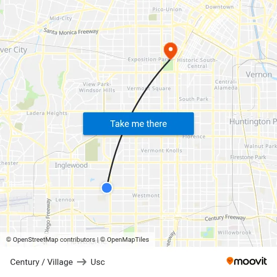 Century / Village to Usc map