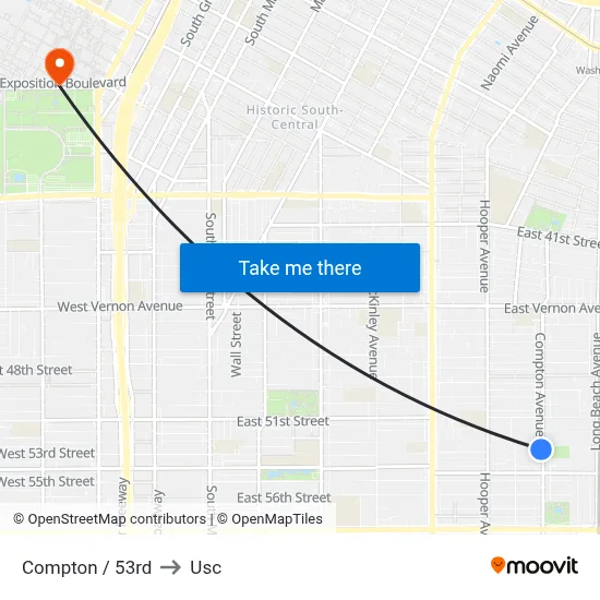 Compton / 53rd to Usc map