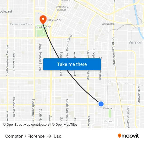 Compton / Florence to Usc map