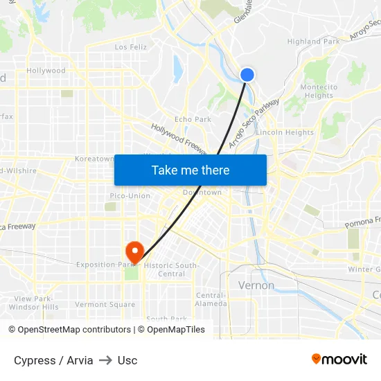 Cypress / Arvia to Usc map