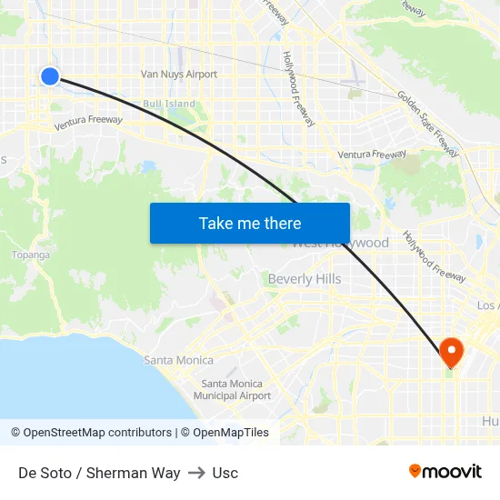 De Soto / Sherman Way to Usc map