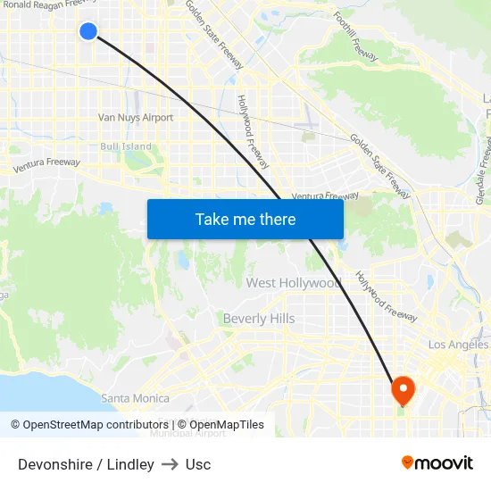 Devonshire / Lindley to Usc map
