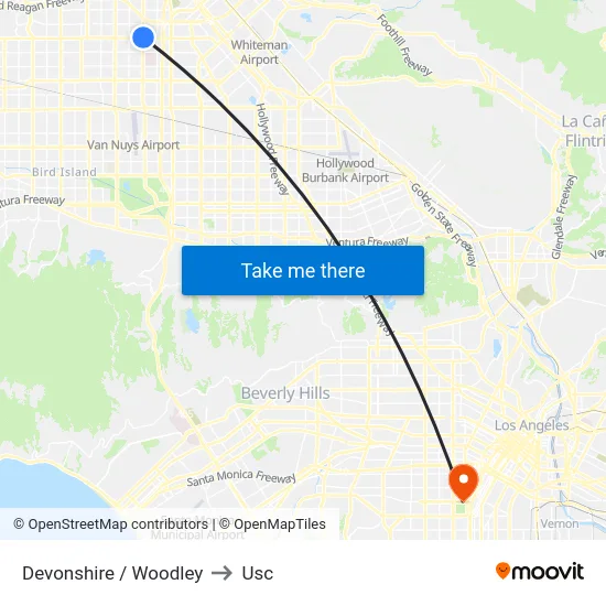 Devonshire / Woodley to Usc map