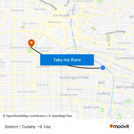 District / Cudahy to Usc map