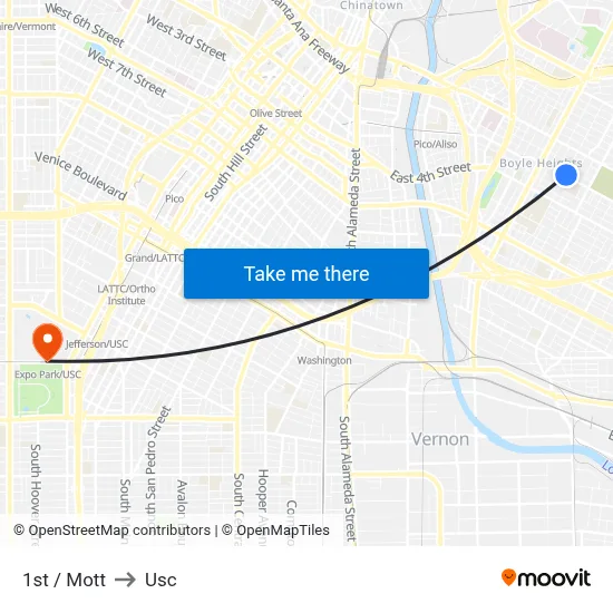 1st / Mott to Usc map