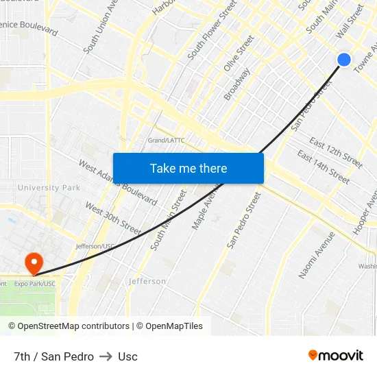 7th / San Pedro to Usc map