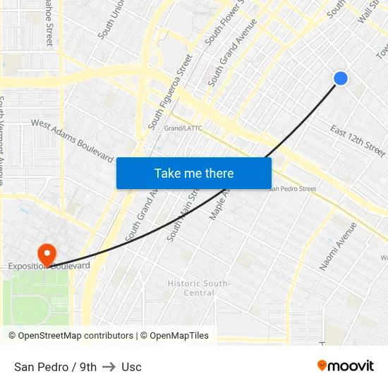 San Pedro / 9th to Usc map