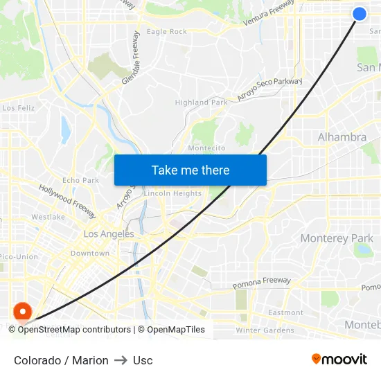 Colorado / Marion to Usc map