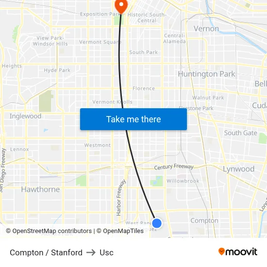 Compton / Stanford to Usc map