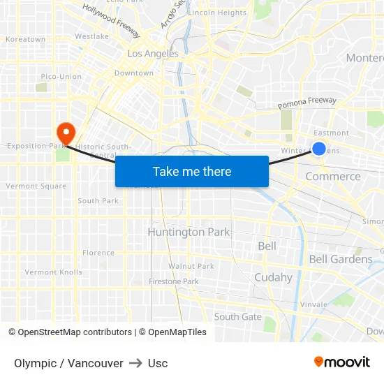 Olympic / Vancouver to Usc map
