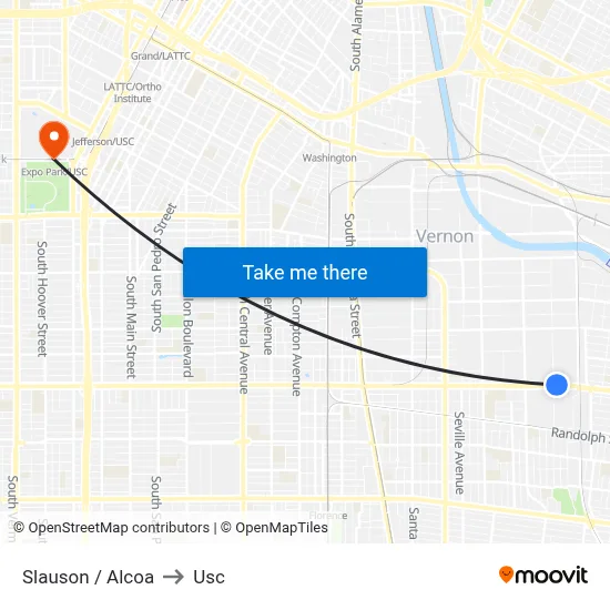 Slauson / Alcoa to Usc map