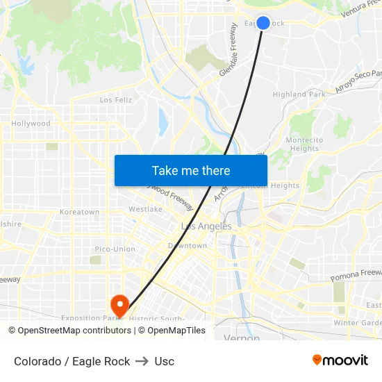 Colorado / Eagle Rock to Usc map