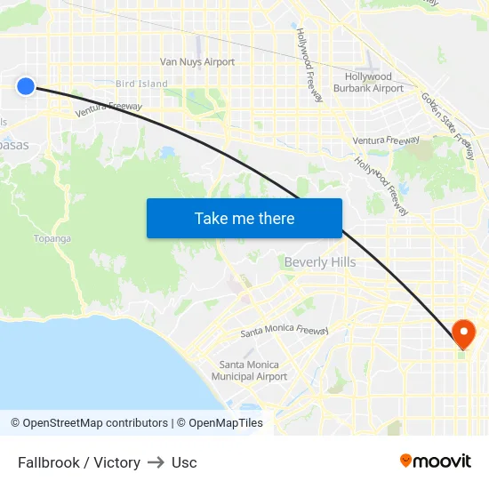 Fallbrook / Victory to Usc map