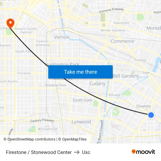 Firestone / Stonewood Center to Usc map
