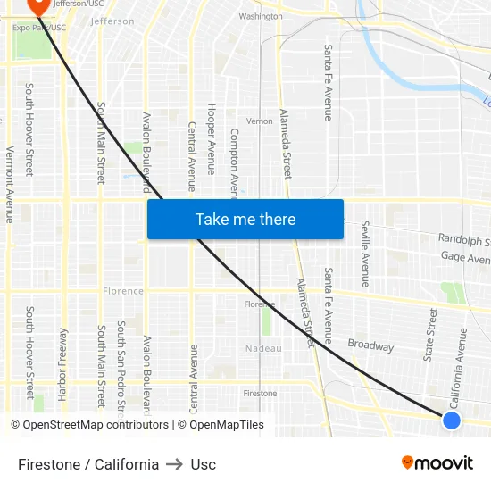 Firestone / California to Usc map