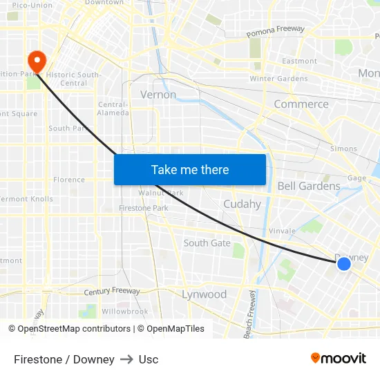 Firestone / Downey to Usc map