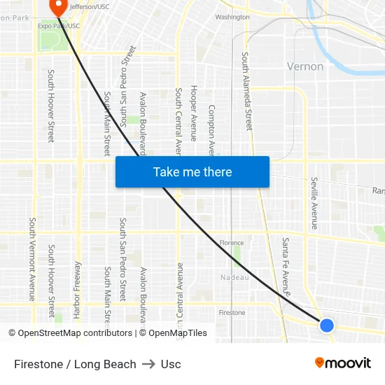 Firestone / Long Beach to Usc map
