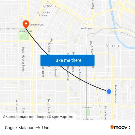 Gage / Malabar to Usc map