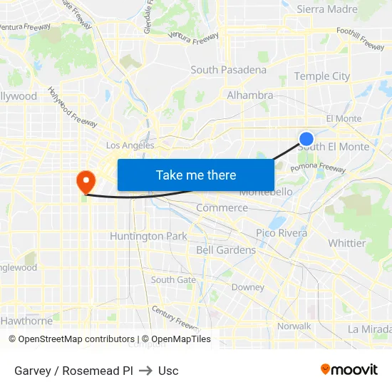 Garvey / Rosemead Pl to Usc map