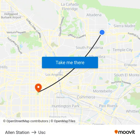 Allen Station to Usc map