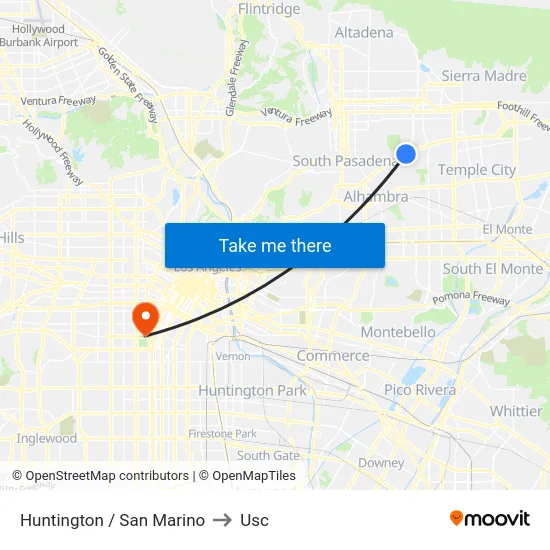 Huntington / San Marino to Usc map