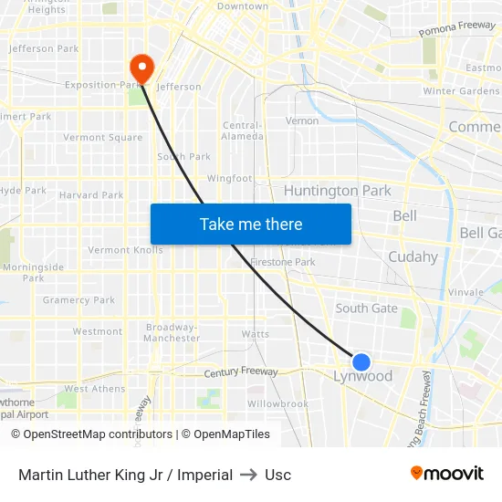 Martin Luther King Jr / Imperial to Usc map