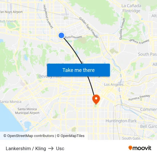 Lankershim / Kling to Usc map